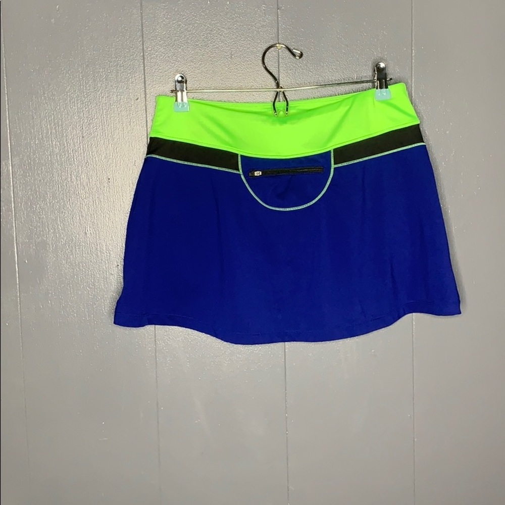 Fila Navy Green Neon Color Blocked Wicking Skort L - Picture 4 of 7